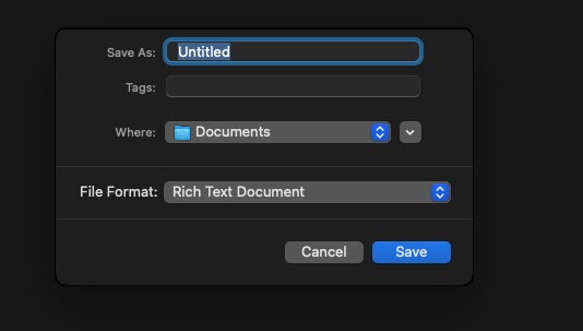 save a document for mac